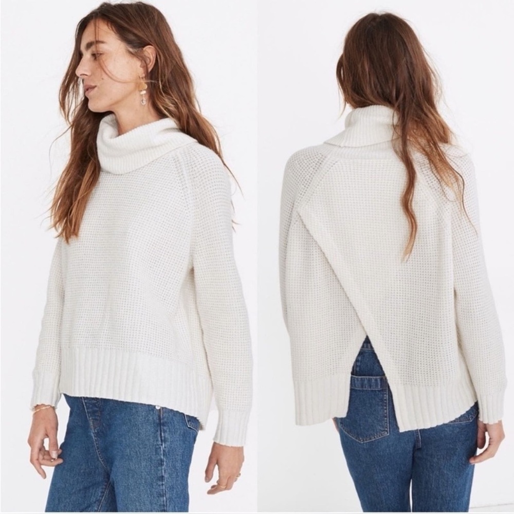Madewell Eastbrook Cross-Back Cotton/Merino Wool Turtleneck Sweater - Size Small - Picture 6 of 6